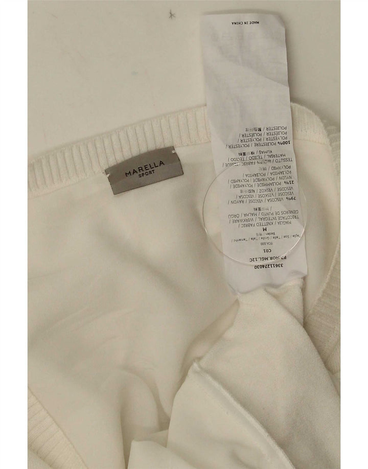 Marella Pull col bateau pour femme UK 12 Viscose blanc moyen