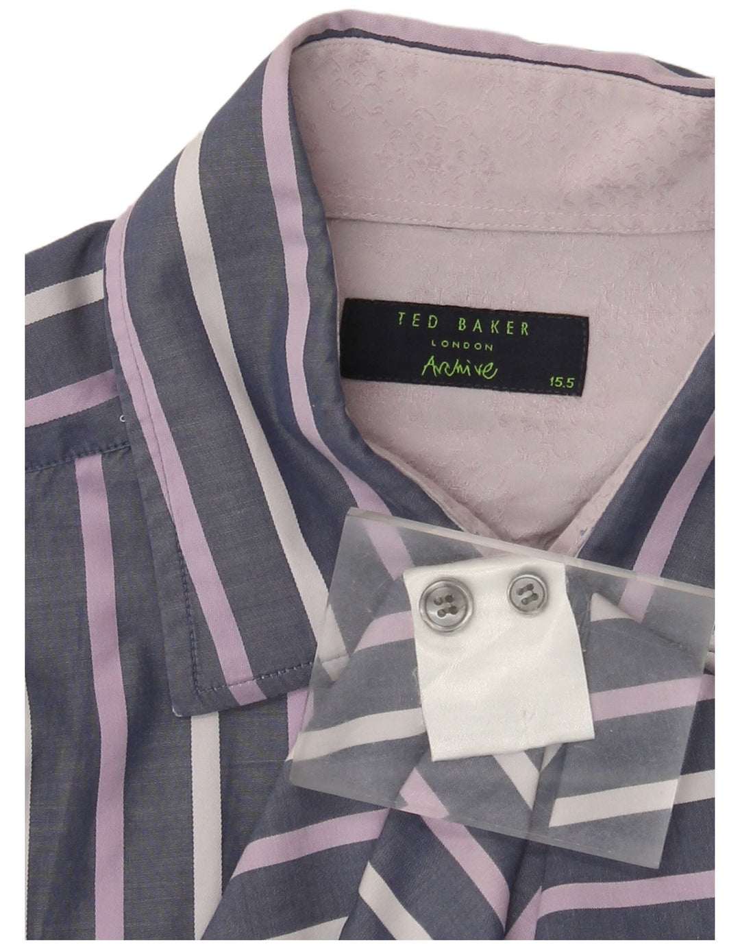 Ted Baker Chemise formelle pour homme Taille 15 1/2 Coton à fines rayures violet moyen