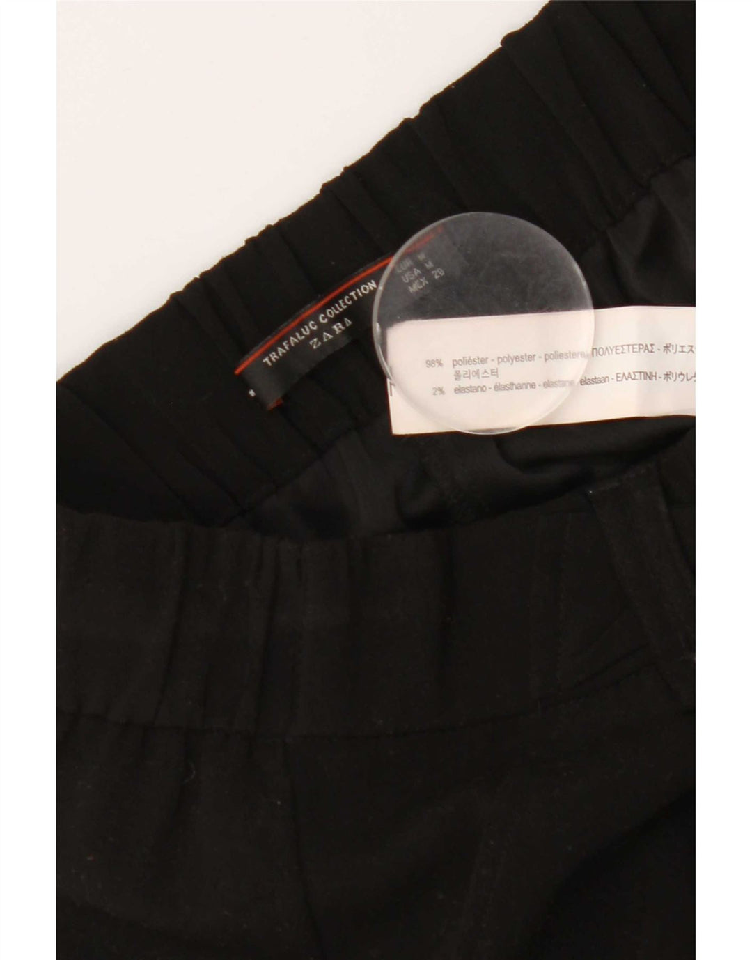 Zara Pantalon Capri Jambe Large Femme Moyen W28 L22 Noir Polyester