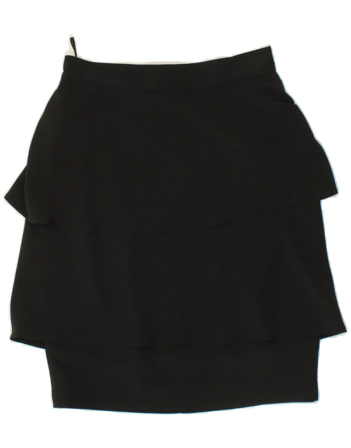 GENNY Womens Tiered Skirt W28 Medium Black Vintage Genny and Second-Hand Genny from Messina Hembry 