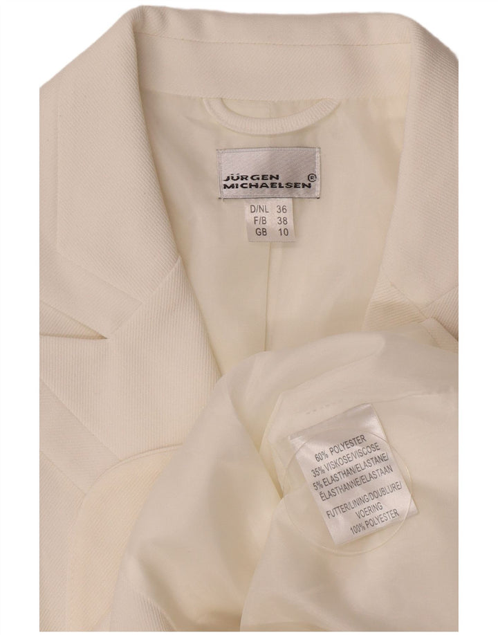 Jurgen Michaelsen Veste blazer à 3 boutons pour femme UK 10 Petit Blanc Polyester