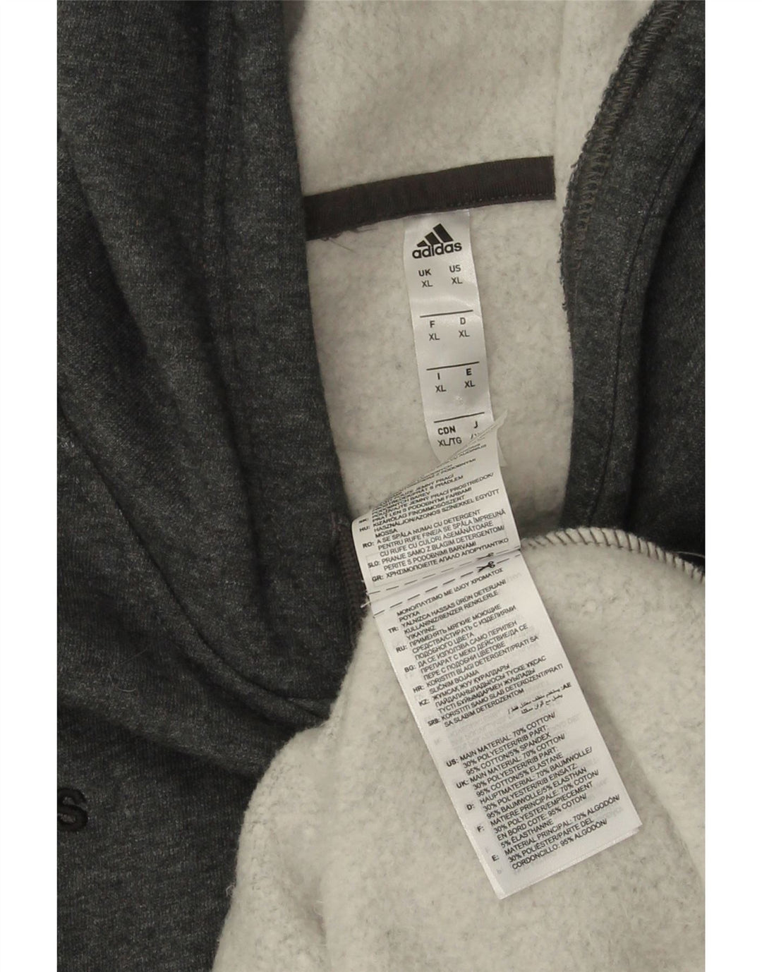 ADIDAS Pull à capuche pour homme XL Gris Coton