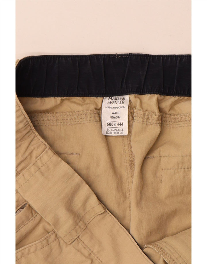 MARKS & SPENCER Short Cargo Homme W34 Grand Coton Beige