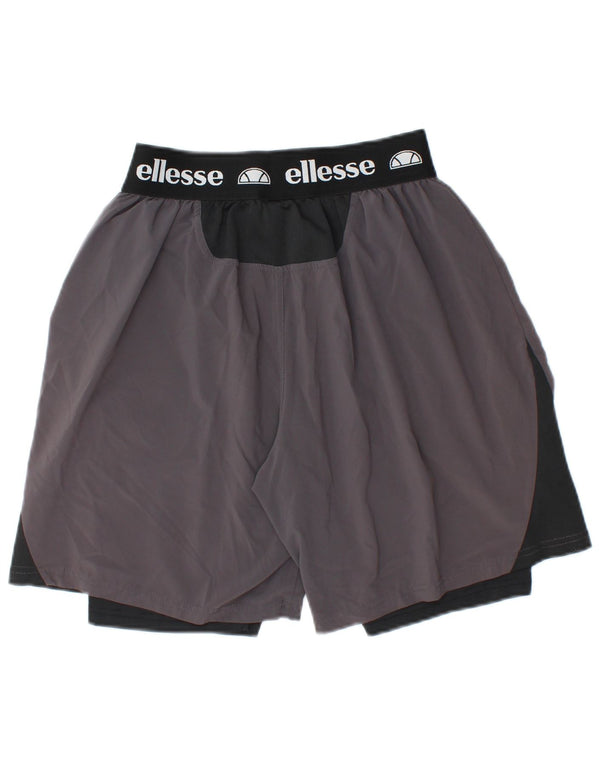 ELLESSE Mens Graphic Sport Shorts Medium  Grey Colourblock