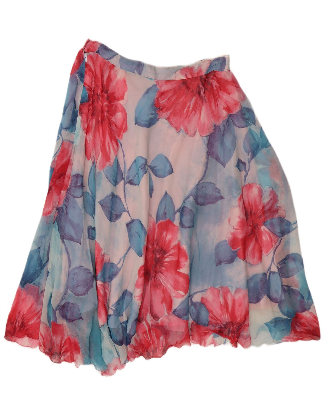vintage Femme Jupe A-Line W30 Bleu Moyen Floral