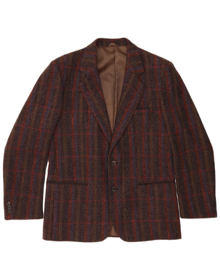 Leonardo Veste Blazer 2 Boutons Homme IT 48 Laine à Carreaux Marron Moyen