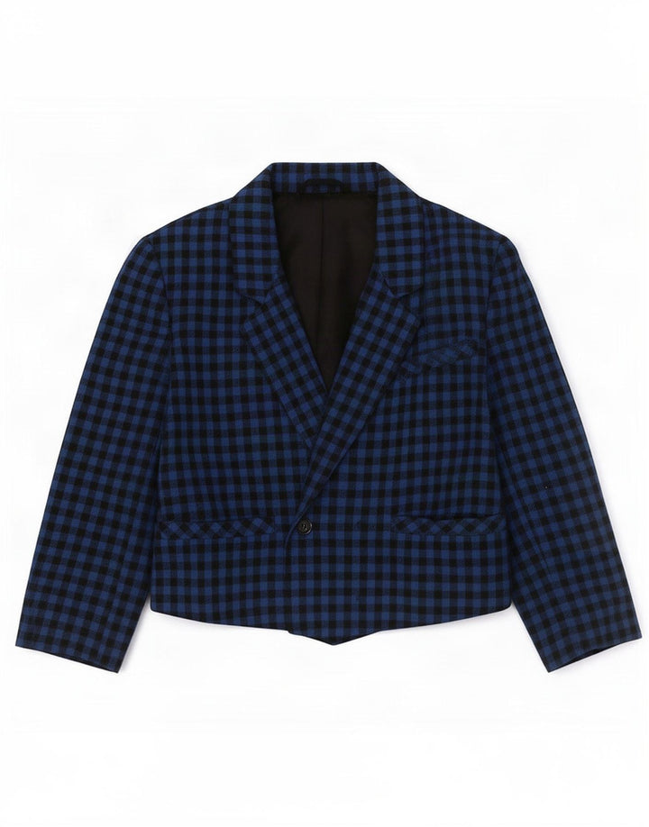 vintage Femme 1 Bouton Blazer Veste UK 14 Moyen Bleu Gingham