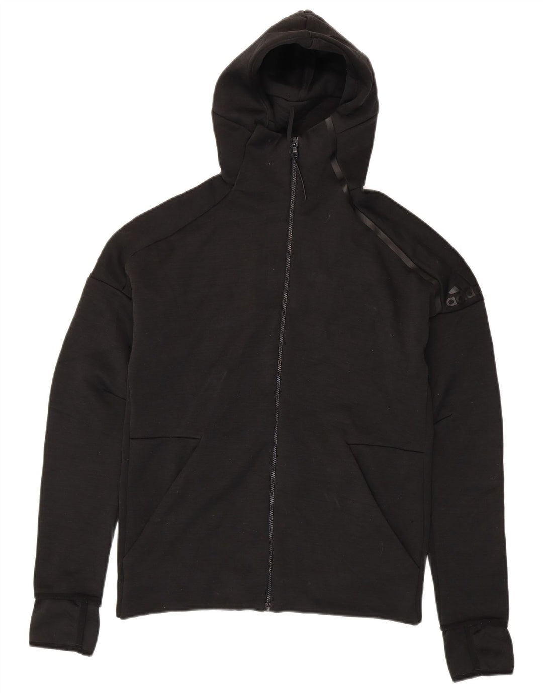Adidas Pull à capuche zippé pour homme en polyester moucheté noir moyen