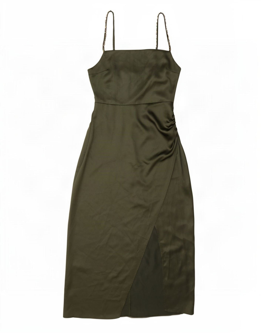 Zara Femme Robe Maxi Sans Manches UK 10 Petit Vert Polyester