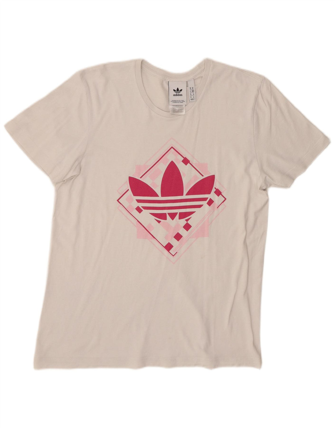 Adidas T-shirt graphique pour femme UK 14 en coton blanc moyen