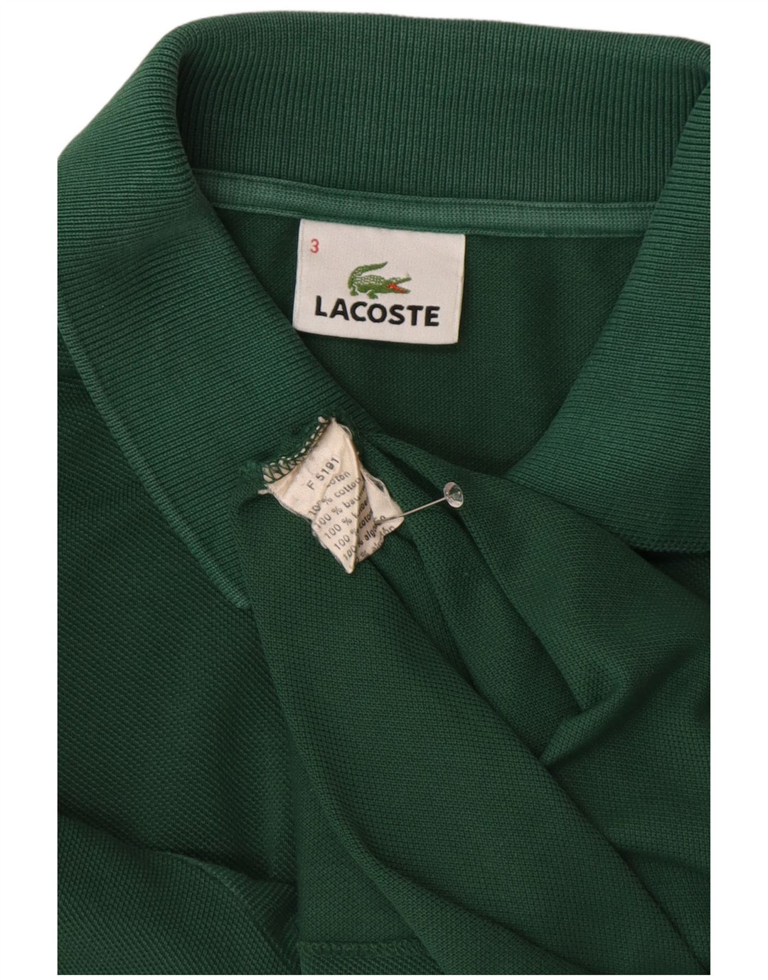 LACOSTE Polo Homme Taille 3 Petit Coton Vert