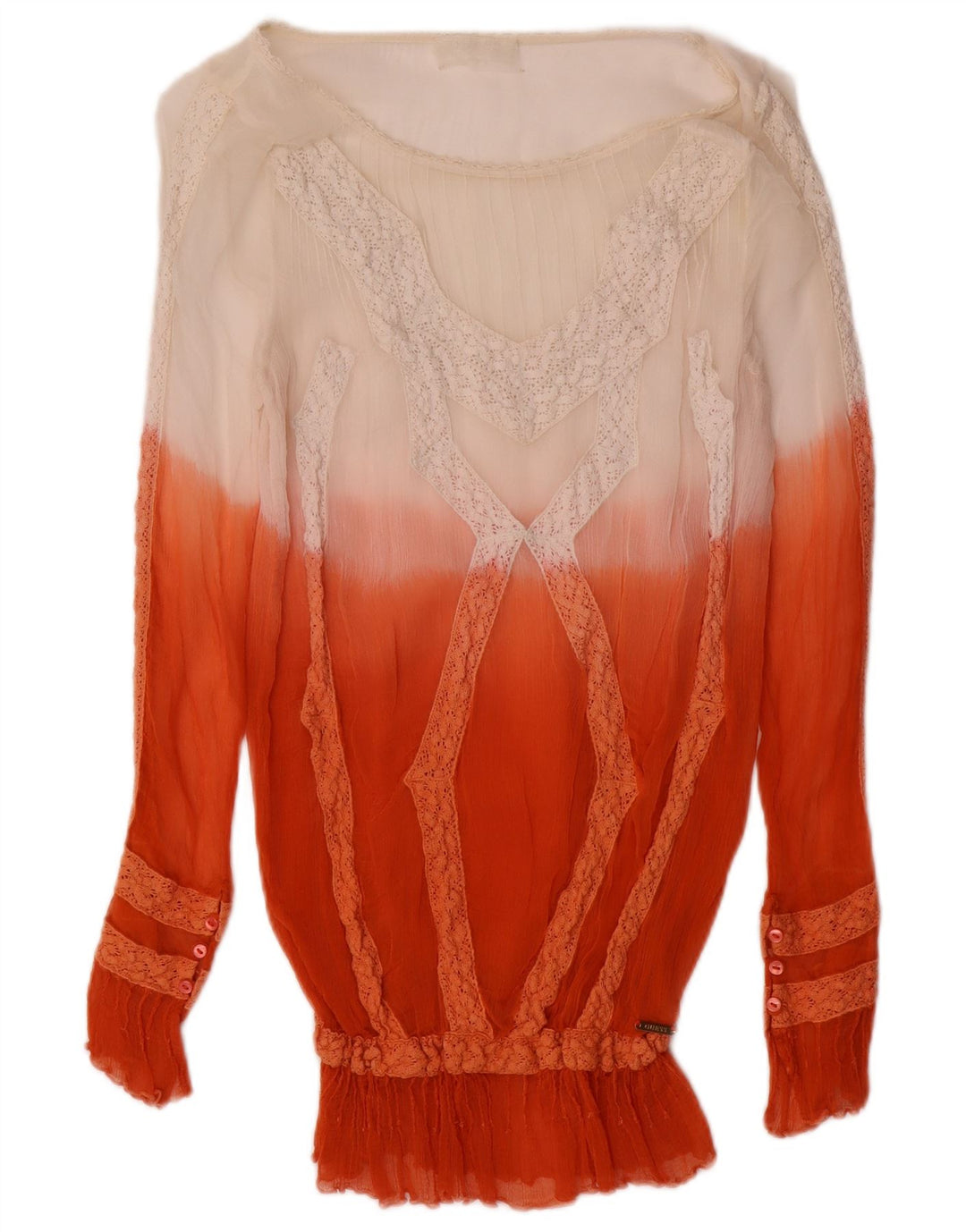 GUESS Chemisier transparent pour femme UK 10 Petit colorblock rouge