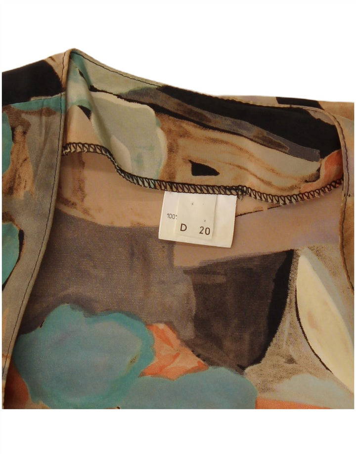 vintage Femme Chemise À Manches Courtes Blouse UK 18 XL Patchwork Multicolore