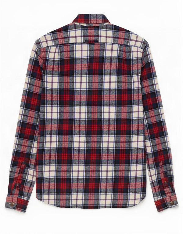 Superdry Chemise Coupe Classique En Flanelle Petit Carreau Bleu Marine En Coton