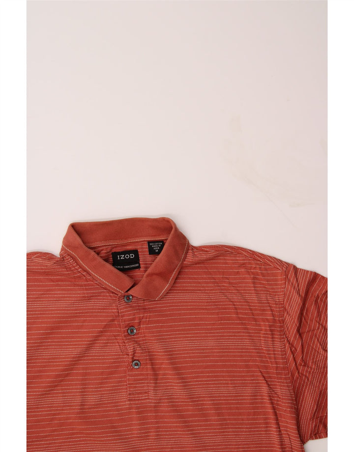 IZOD Mens Polo Shirt Medium Maroon Pinstripe Cotton Vintage Izod and Second-Hand Izod from Messina Hembry 