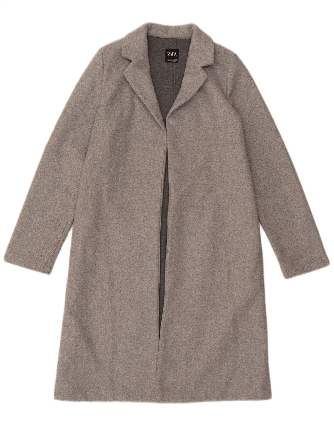 Zara Womens Open Overcoat UK 10 Small Gris Polyester