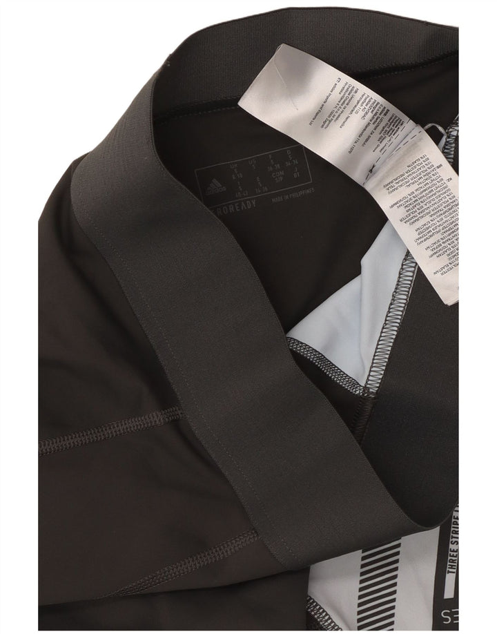 ADIDAS Leggings à trois bandes pour femmes UK 8/10 Petit noir géométrique