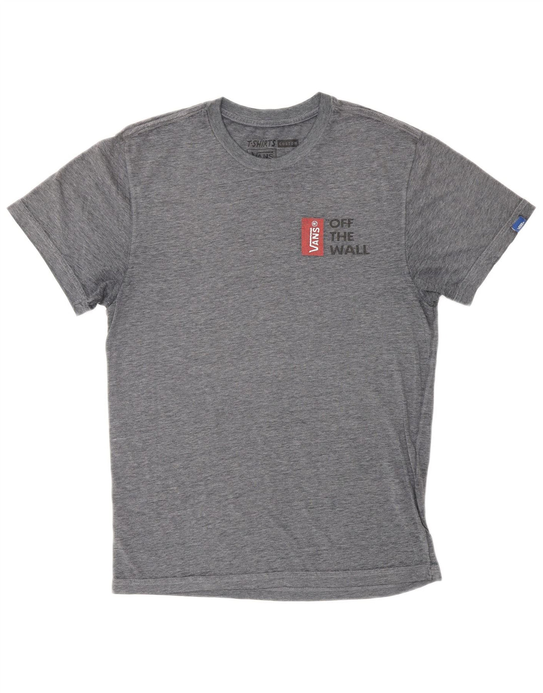 VANS T-shirt graphique pour homme, coupe personnalisée, petit, gris, coton moucheté