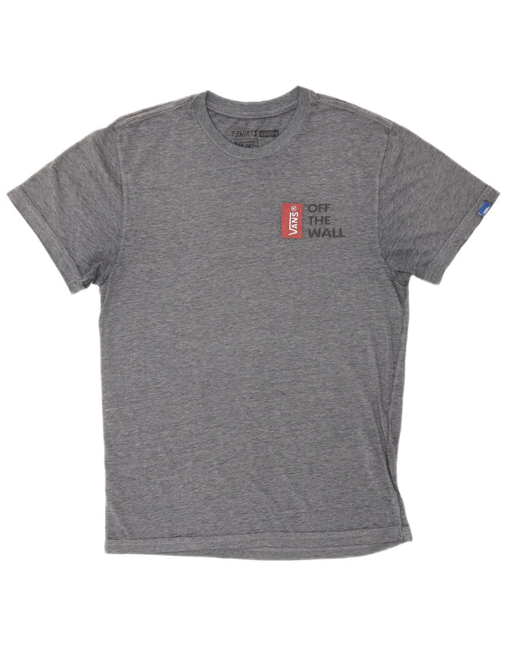 VANS T-shirt graphique pour homme, coupe personnalisée, petit, gris, coton moucheté