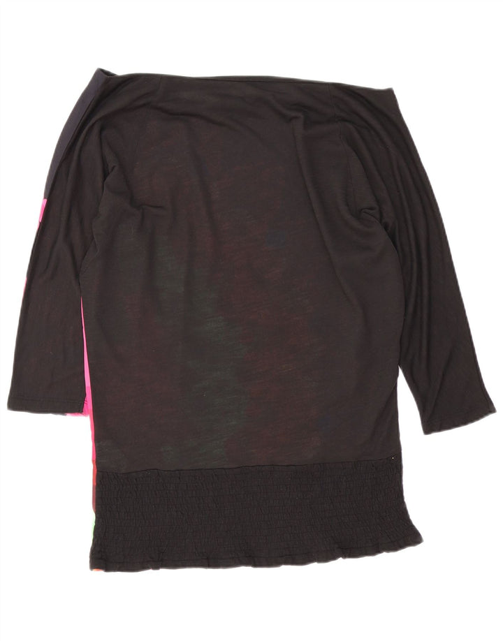 Desigual Haut surdimensionné graphique à épaules dénudées pour femme UK 10 Small Noir