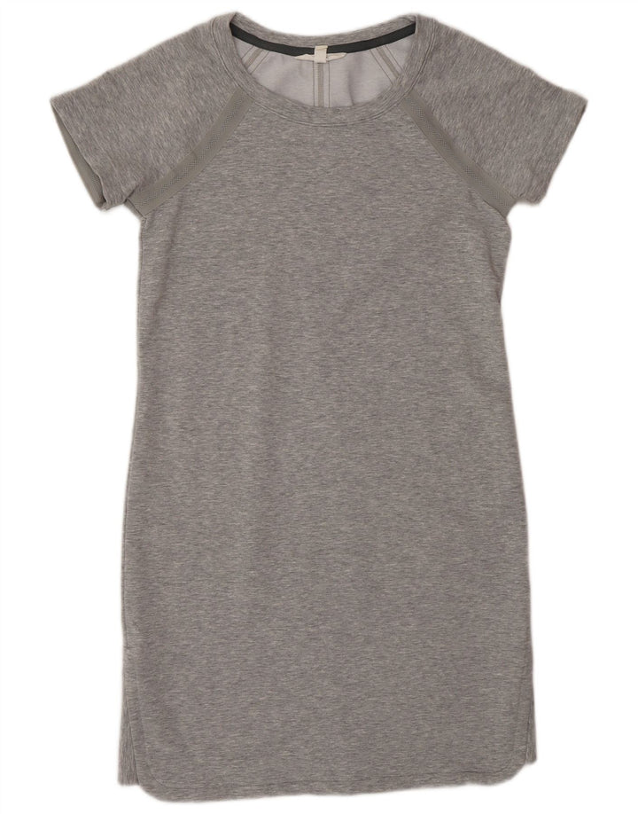 Athleta Robe T-Shirt Femme UK 40 Petit Gris Moucheté Polyester