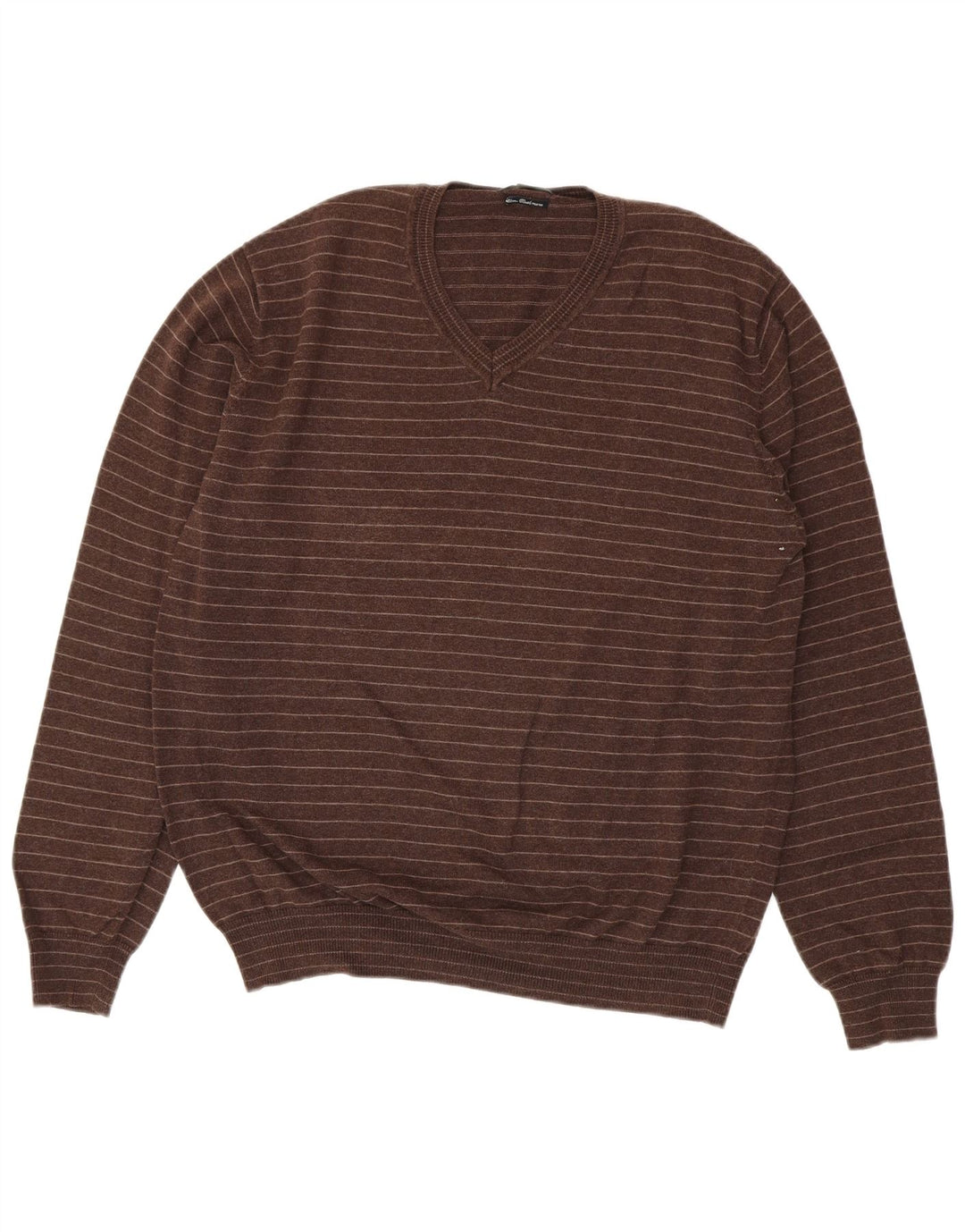 Massimo Dutti Pull Col V Homme XL Marron Rayé