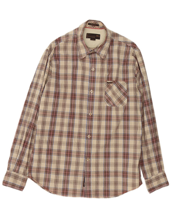 Marlboro Classics Chemise Homme Grand Carreau Marron Coton