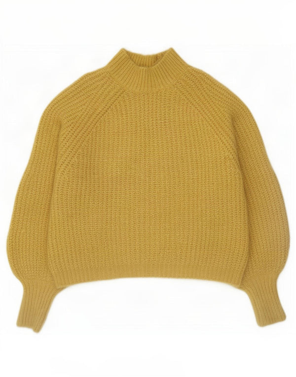Zara Pull col roulé pour femme UK 18 XL Jaune Polyester