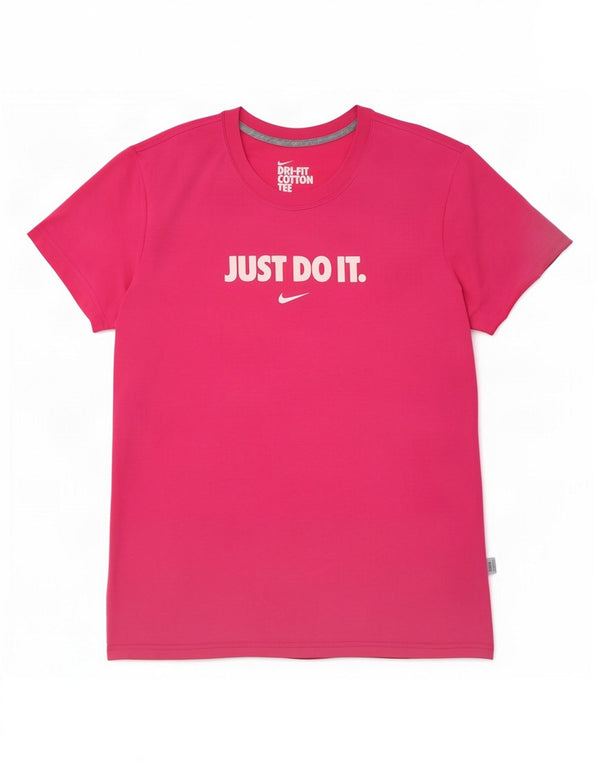 Nike T-shirt graphique Dri Fit pour femme UK 20/22 XL Rose Coton