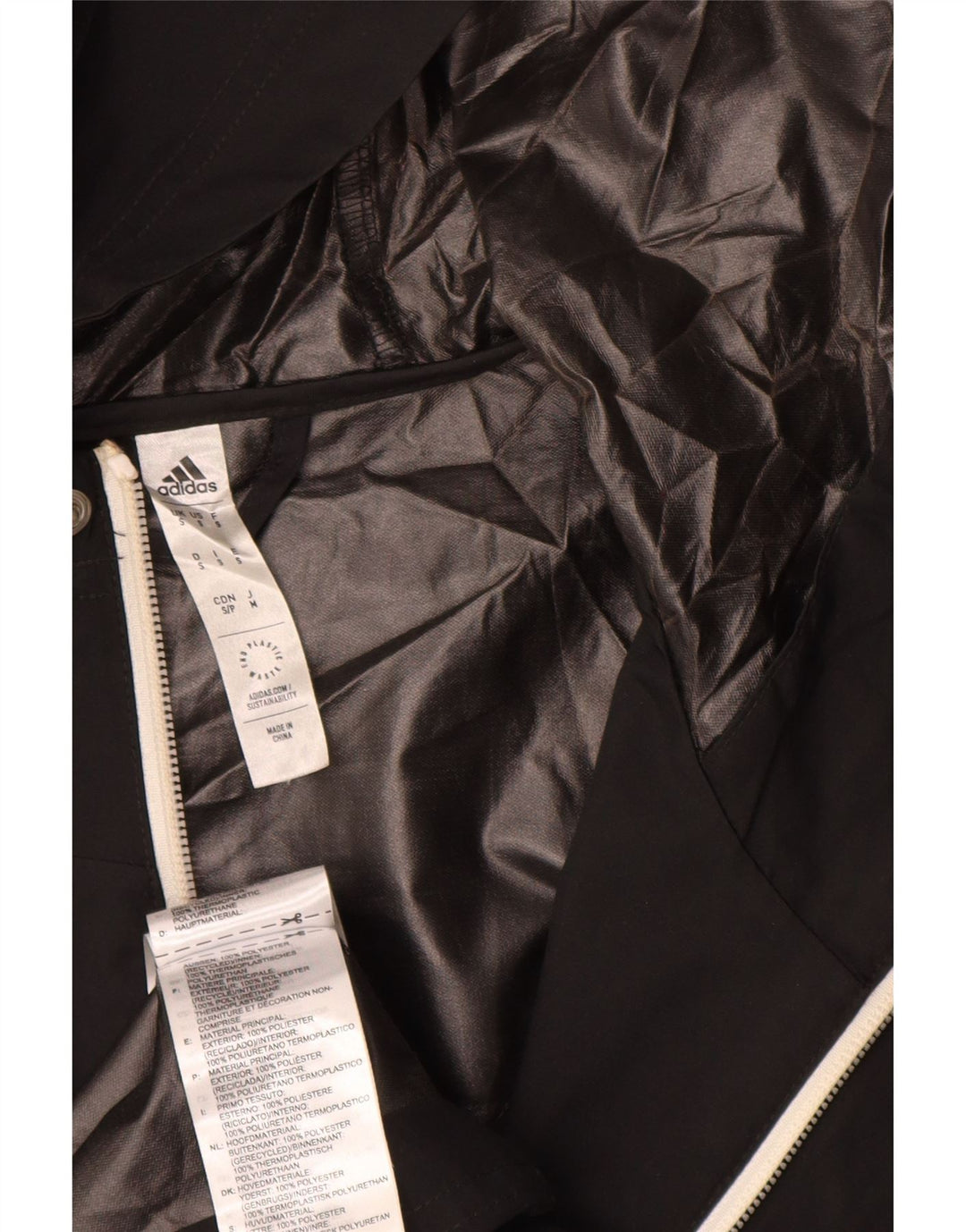 Adidas Veste de pluie à capuche pour homme UK 36 Petit Noir Polyester