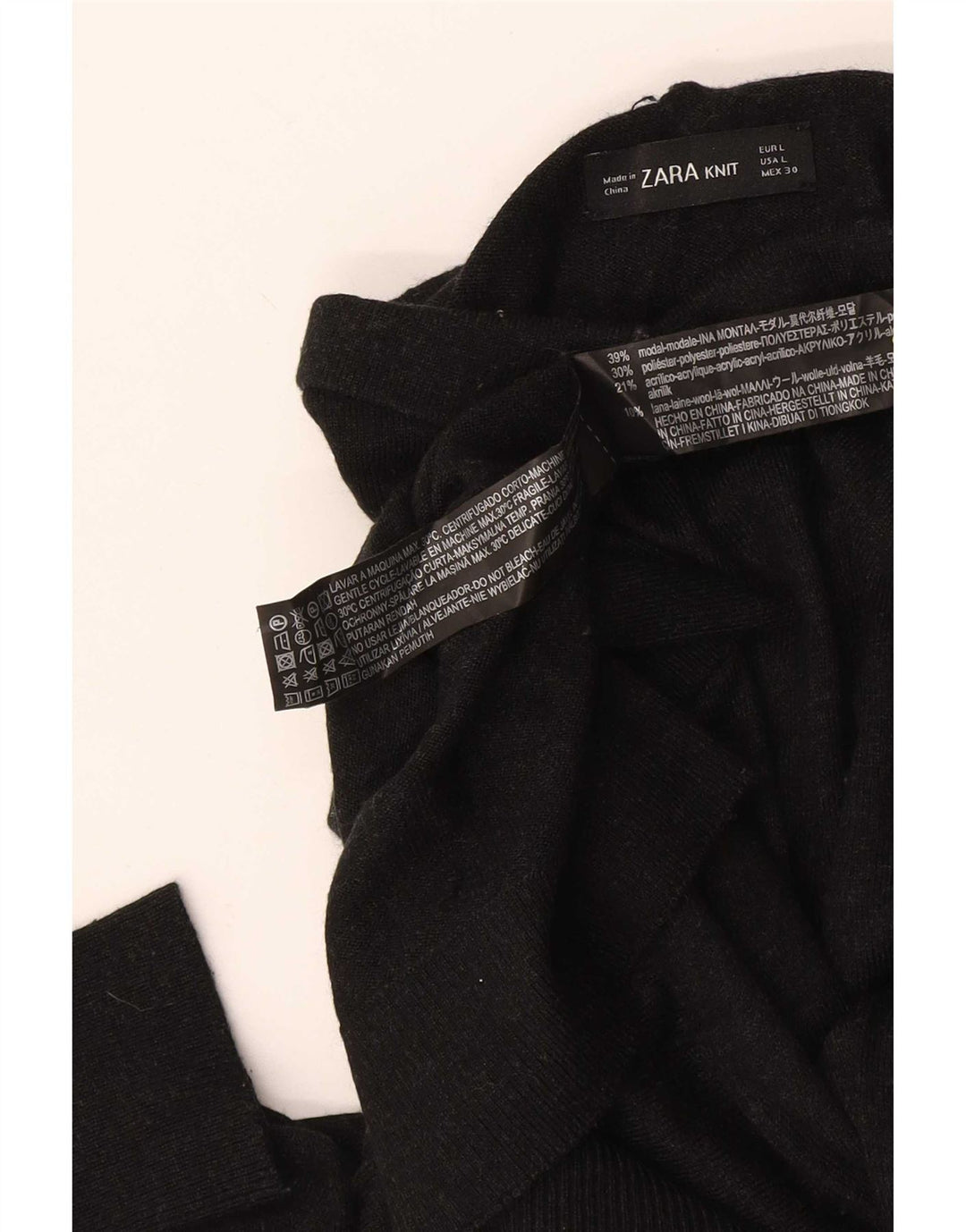 Zara Pull col roulé pour femme UK 14 Large Noir Modal