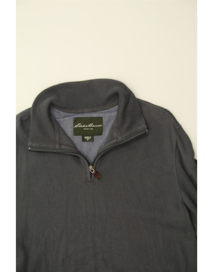 EDDIE BAUER Mens Seattle Zip Neck Sweatshirt Jumper Medium Grey Cotton Vintage Eddie Bauer and Second-Hand Eddie Bauer from Messina Hembry 