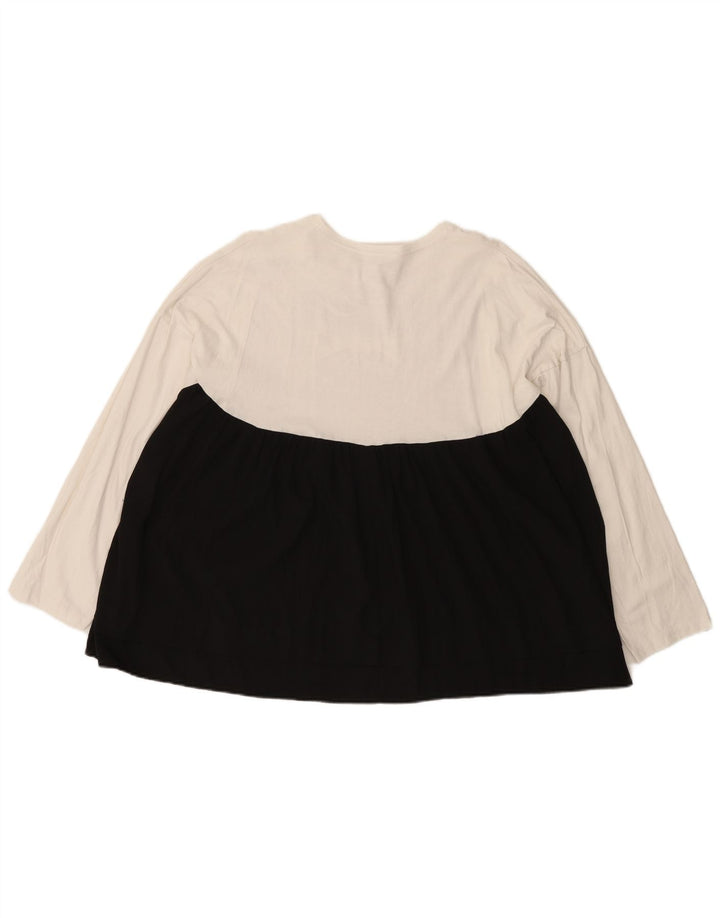 Zara Femme Haut Oversize Manches Longues UK 14 Medium Blanc Colourblock