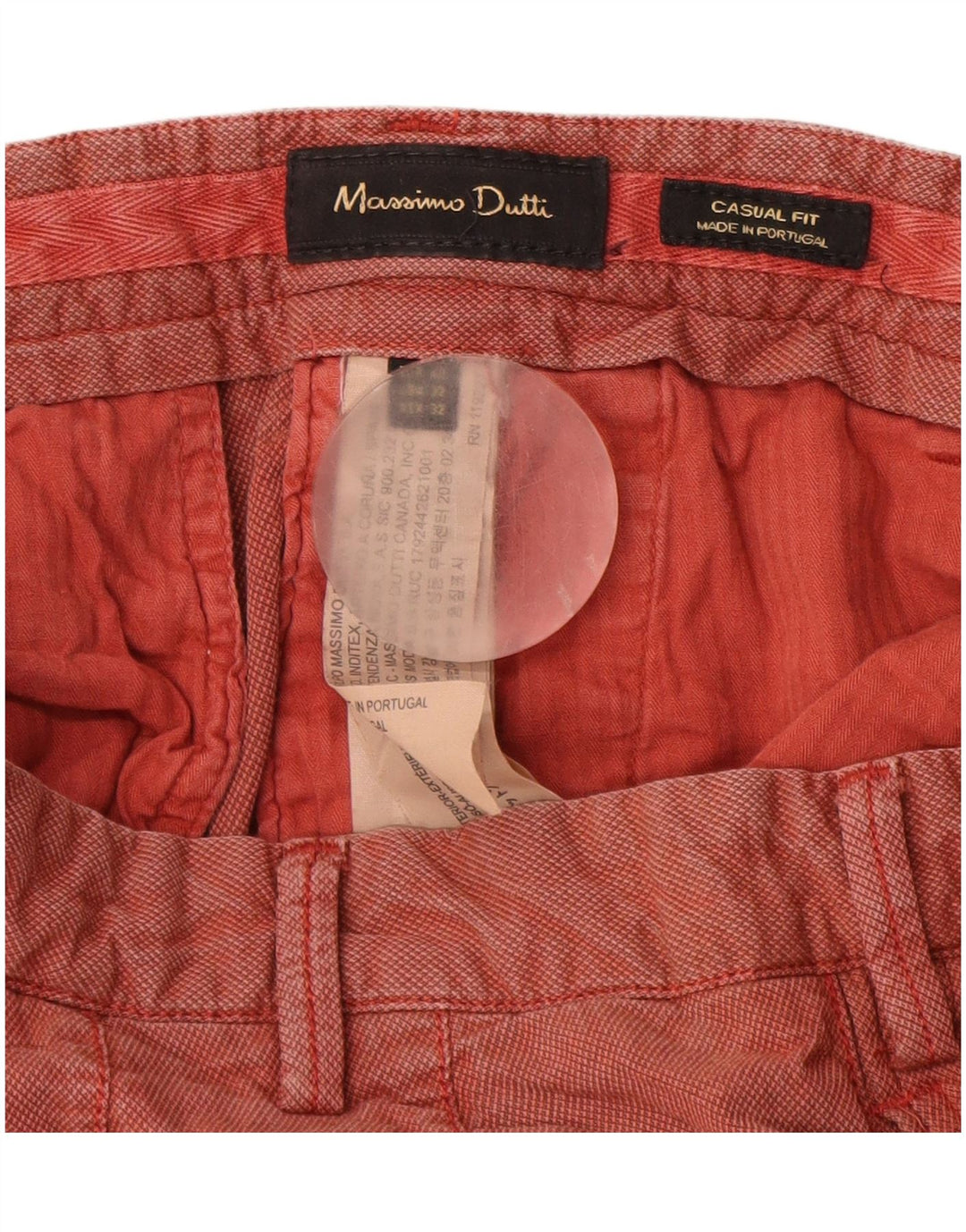 MASSIMO DUTTI Pantalon chino coupe décontractée pour homme EU 42 Large W32 L32 Rouge