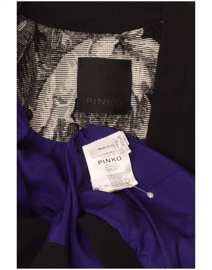 Pinko Femmes Crop 1 Bouton Blazer Veste UK 6 XS Noir Floral Polyester