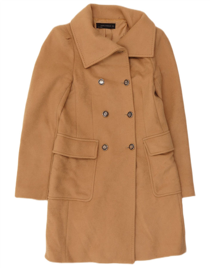 Zara Manteau croisé pour femme UK 12 Laine marron moyen