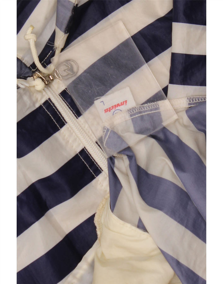 INVICTA Veste de pluie à capuche pour homme UK 40 Large Bleu Marine Rayé Polyester