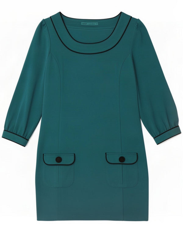 Suivant Robe droite à manches 3/4 pour femme UK 42 Polyester vert moyen