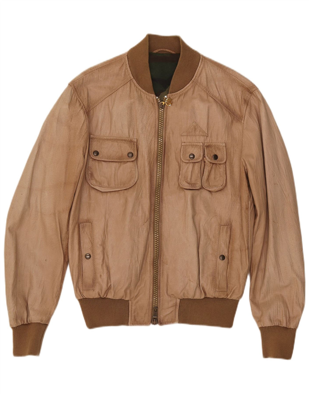 veste en cuir homme vintage IT 50 Grand Marron