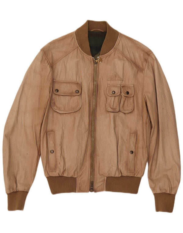 veste en cuir homme vintage IT 50 Grand Marron