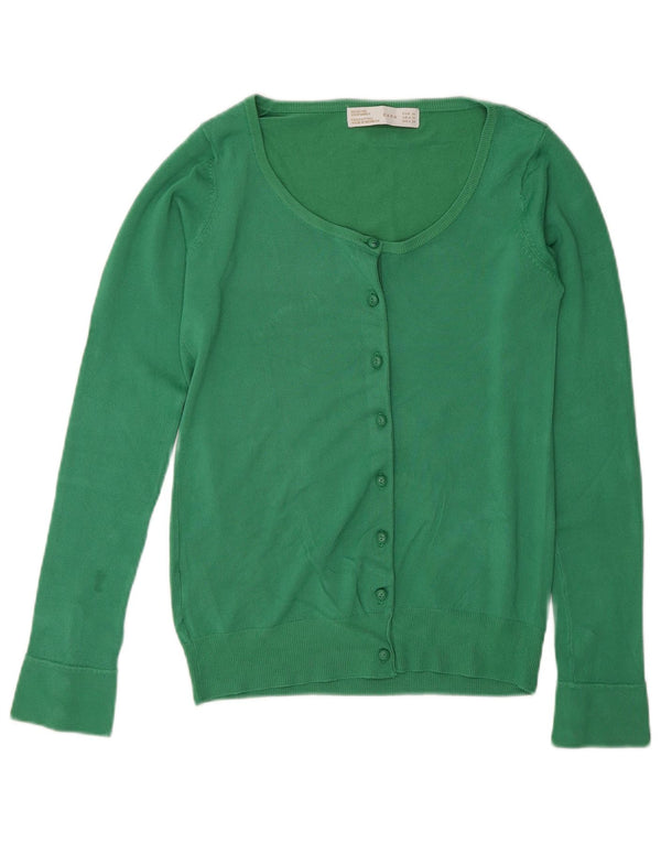 Zara Cardigan Femme Pull UK 12 Rayonne Vert Moyen