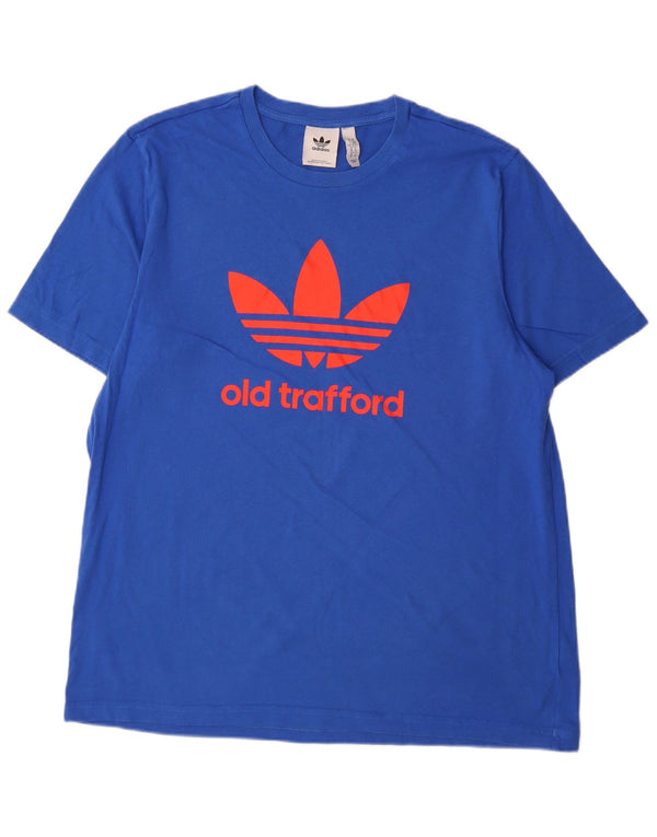 Adidas Mens Manchester United Graphic T-Shirt Top XL Bleu Coton