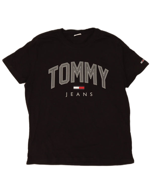 Tommy Hilfiger T-Shirt Graphique Homme Top XL Noir Coton