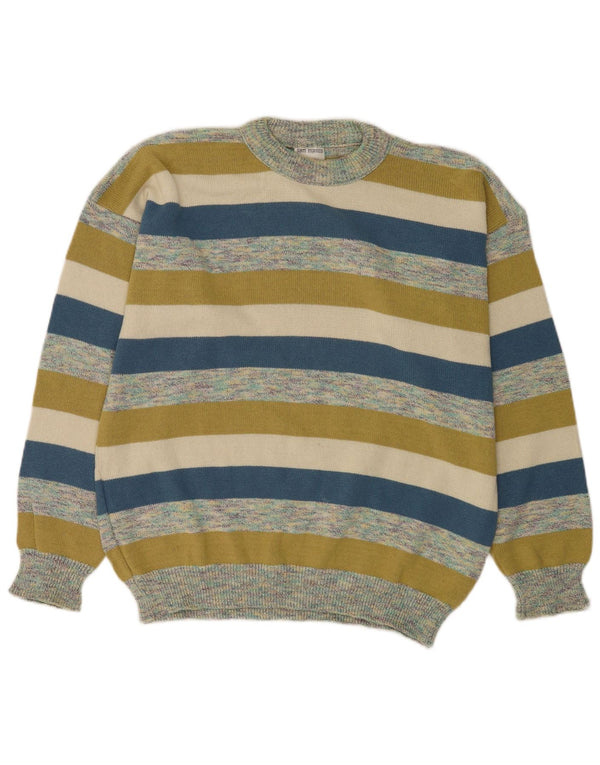 San Marco Pull à col rond pour homme 2XL en coton rayé multicolore