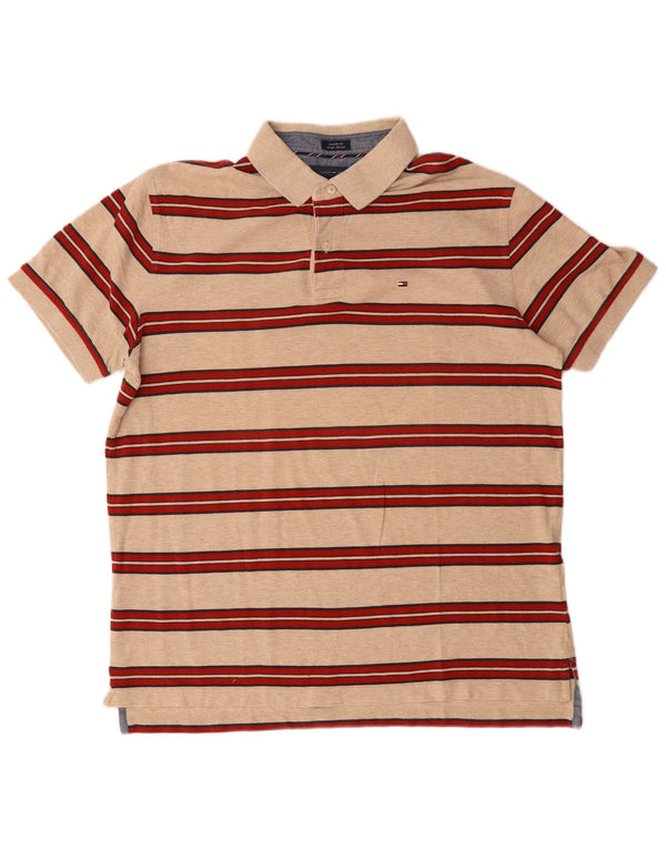 Tommy Hilfiger Polo sur mesure pour homme XL en coton rayé beige