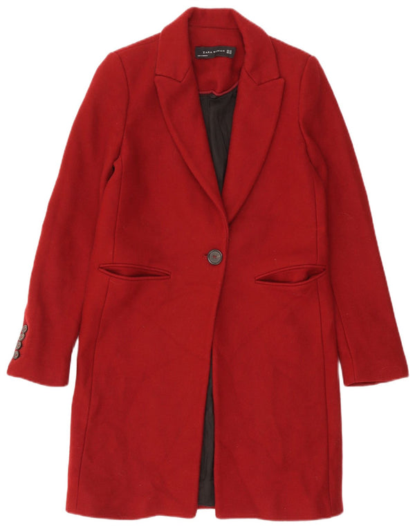 ZARA Femme Pardessus UK 6 XS Rouge Polyester