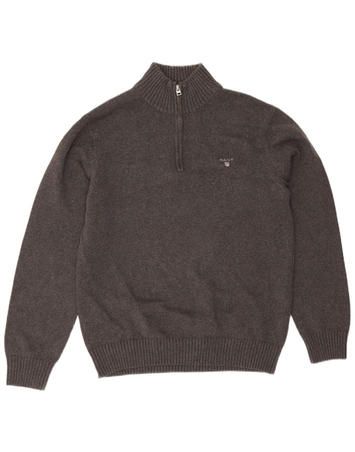 Gant Pull col zippé homme grand gris coton