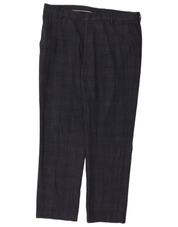 Marks & Spencer Pantalon Chino Homme W34 L29 Bleu Marine Pied-de-Poule