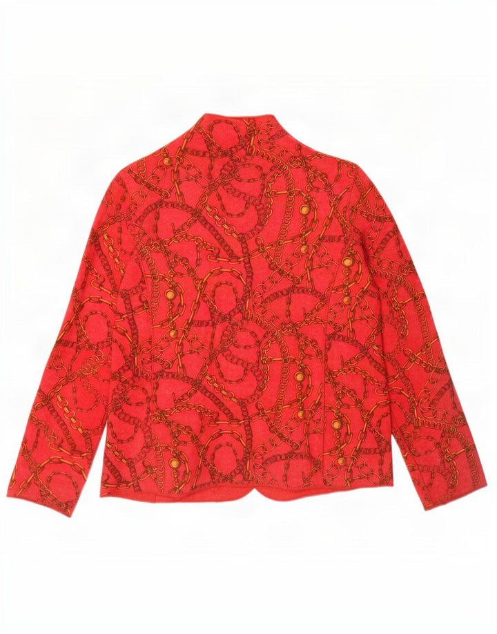 vintage Womens Abstract Pattern Réversible Blazer Veste UK 14 Moyen Rouge