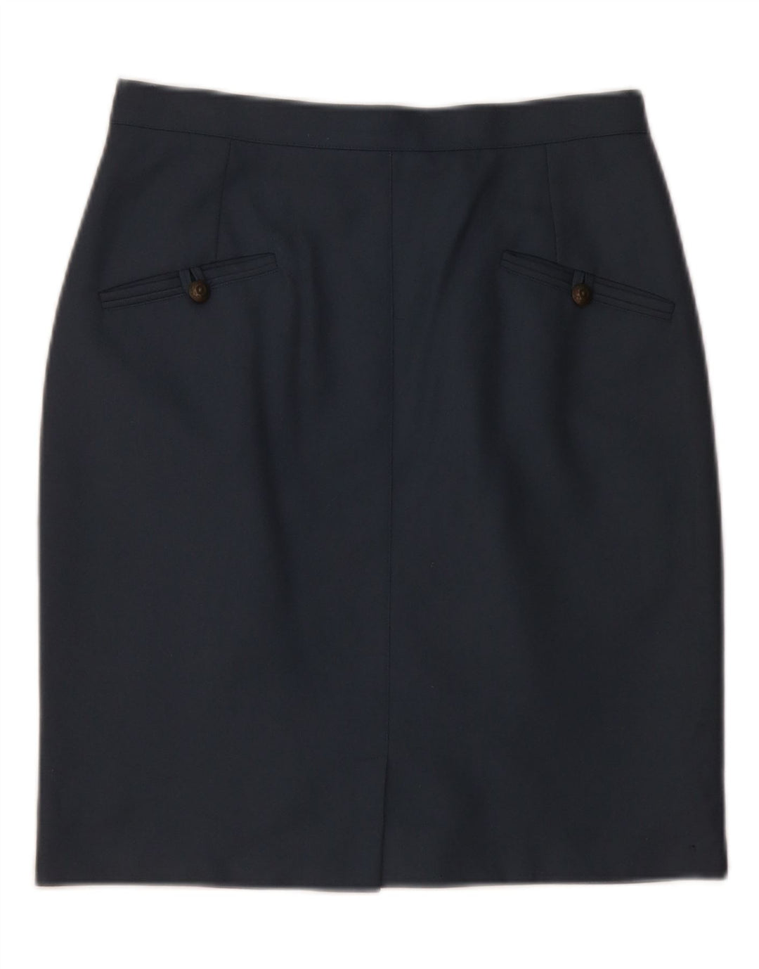 VINTAGE Jupe crayon femme moyenne W28 laine bleu marine